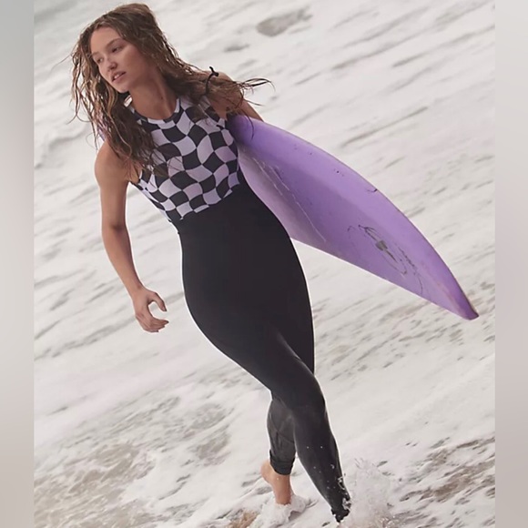 Salt Gypsy Maven Surfsuit Warped Checks Black and White NEW - Picture 2 of 12